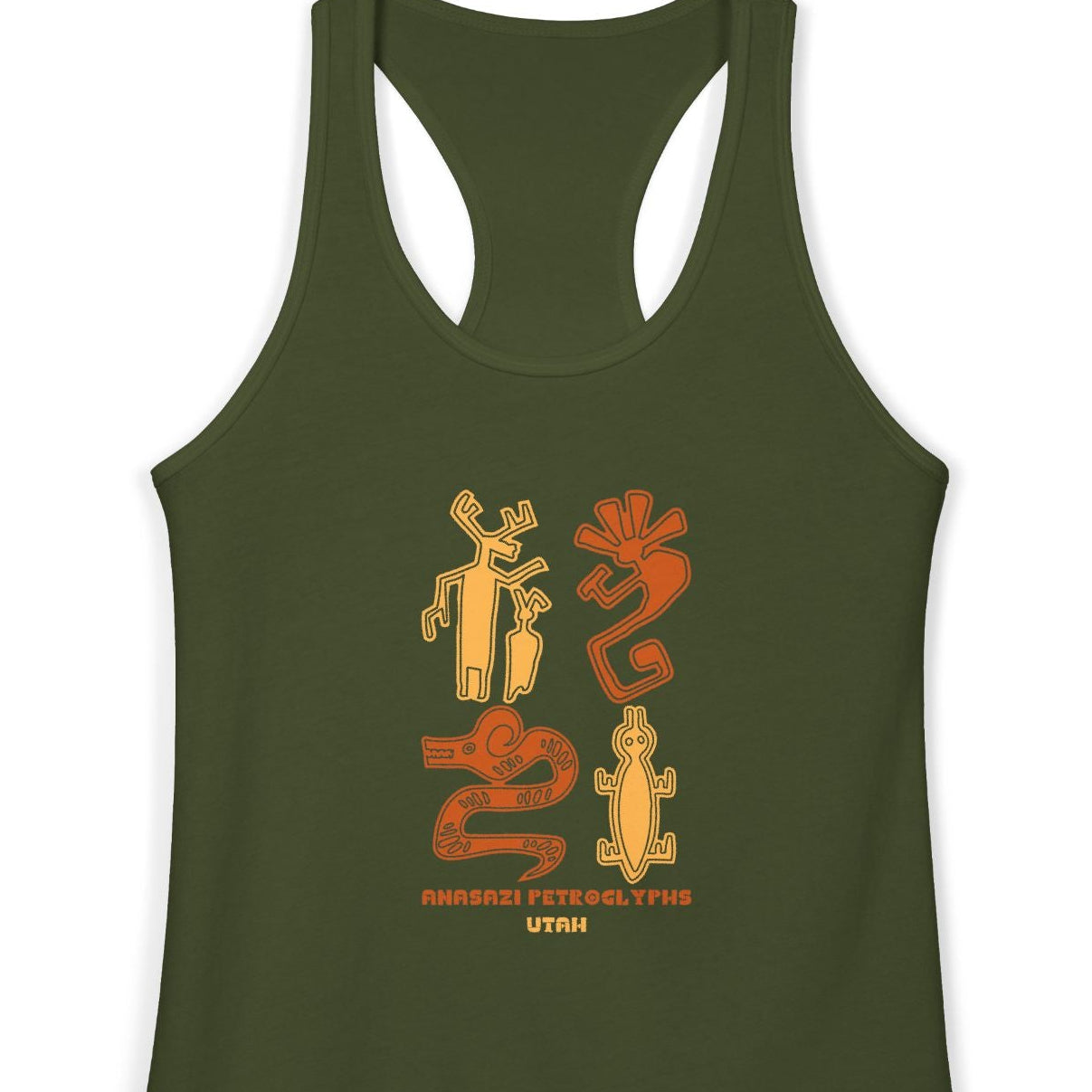 Anasazi Petroglyth, Women's Ideal Racerback Tank, Arizona Desert Shirt 5 Colors