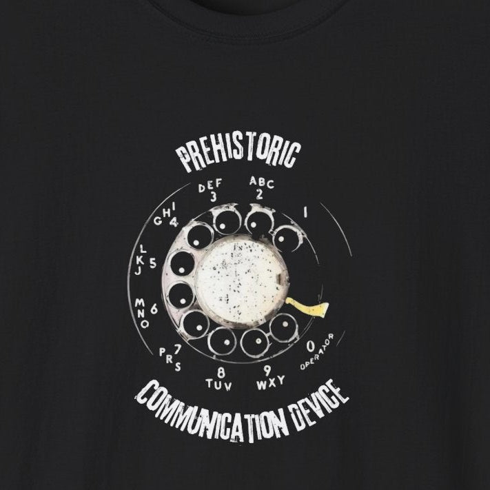 Retro Prehistoric Communication Device T-Shirt — Funny Old Phone Tee