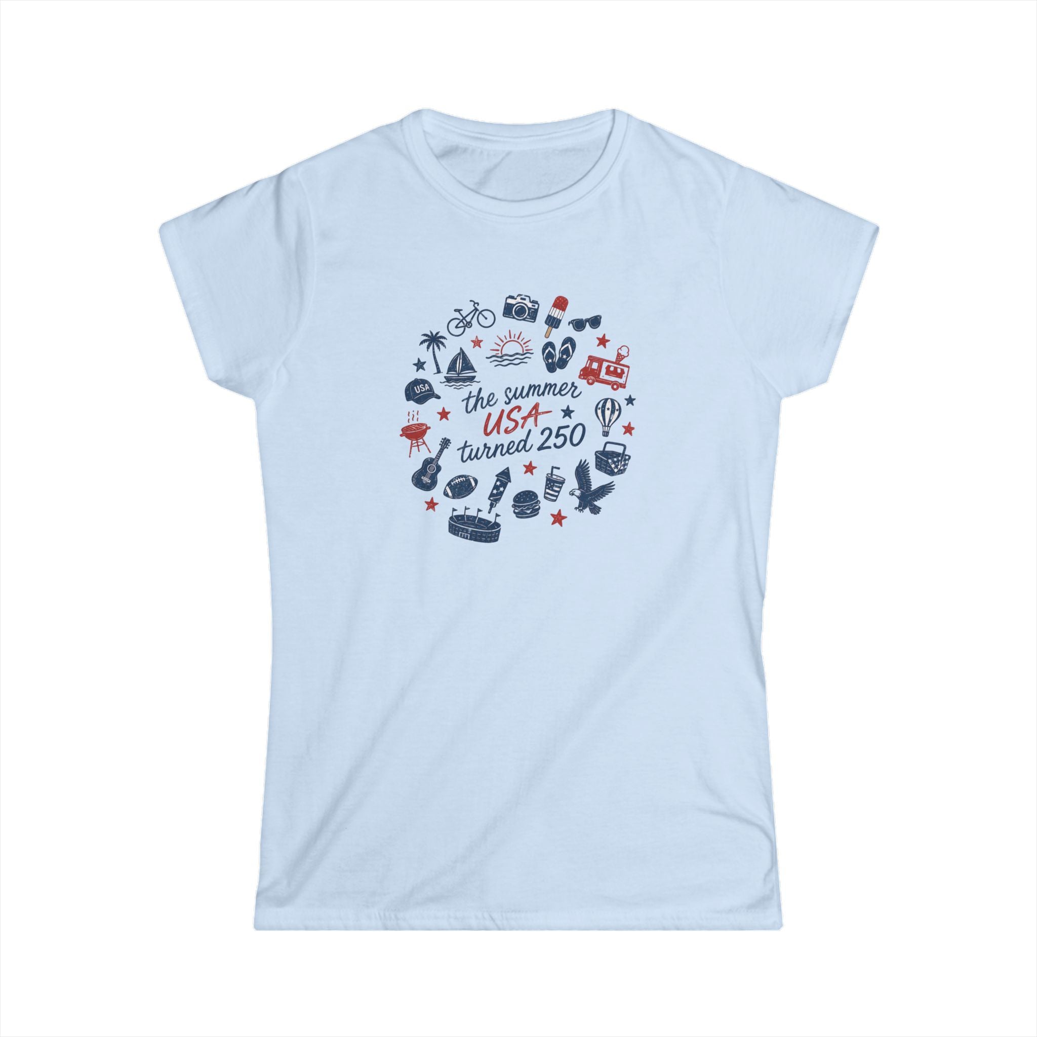 Summer 250 Watercolor Women's Tee — 250 Years of Freedom Graphic Shirt