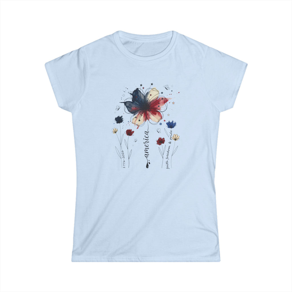 Freedom 250 Floral Watercolor Women's Tee — Freedom 250 Graphic Shirt