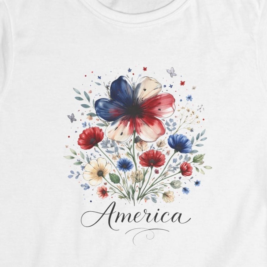 America 250 Floral Watercolor Women's Tee