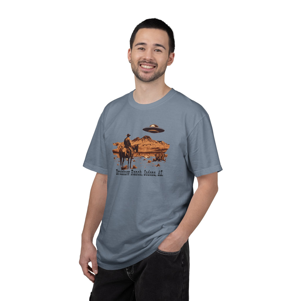 Bradshaw Ranch Cowboy UFO T‑Shirt — Sedona AZ Desert Graphic Tee