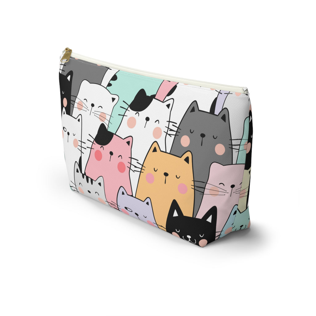Colorful Cat Print, Travel Accessory Pouch, Make-up Bag