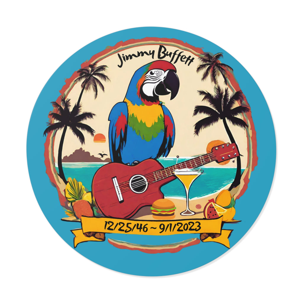Jimmy Buffett Memorial Round Vinyl Stickers