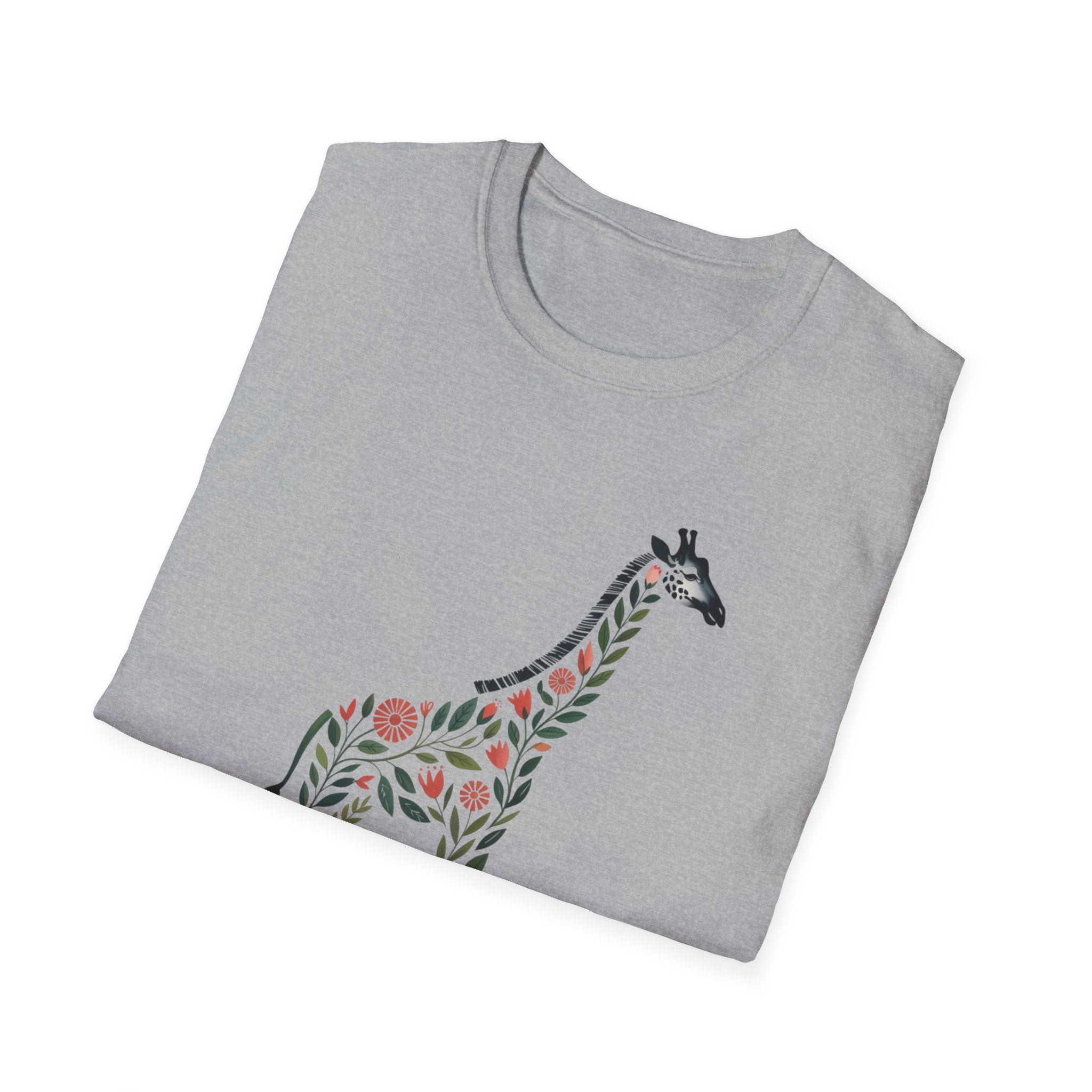 Giraffe Floral Graphic T-Shirt — Spring Floral Tee (Personalize Option)