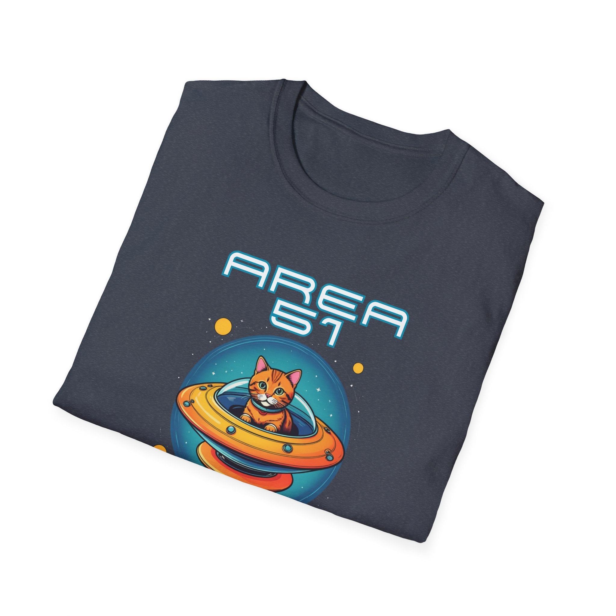 Alien Cat Area 51 T-Shirt - Fun Unisex Tee, Perfect Gift for UFO Lovers, Sci-Fi Fans, Cat Enthusiasts, Casual Wear