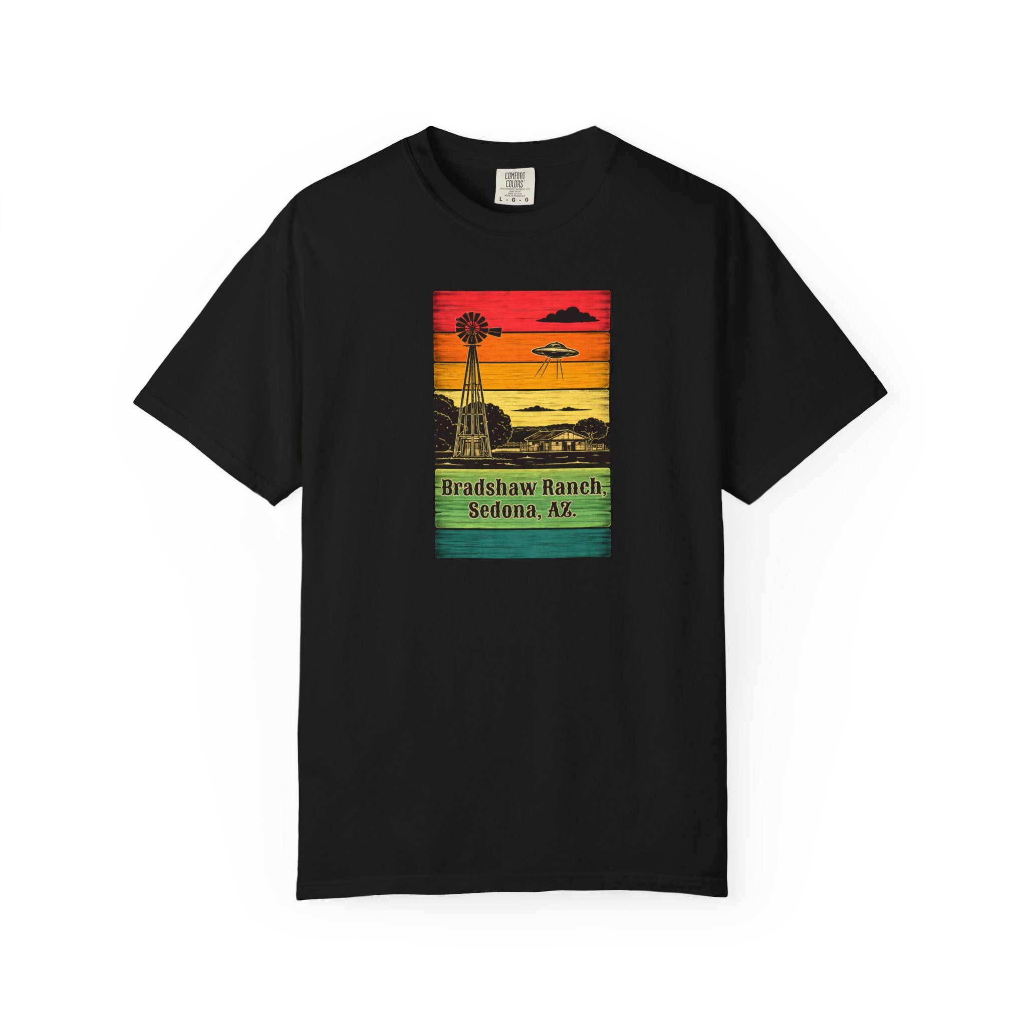 Bradshaw Ranch Sedona AZ Sunset T-shirt, Windmill Desert Design, Men's & Women's