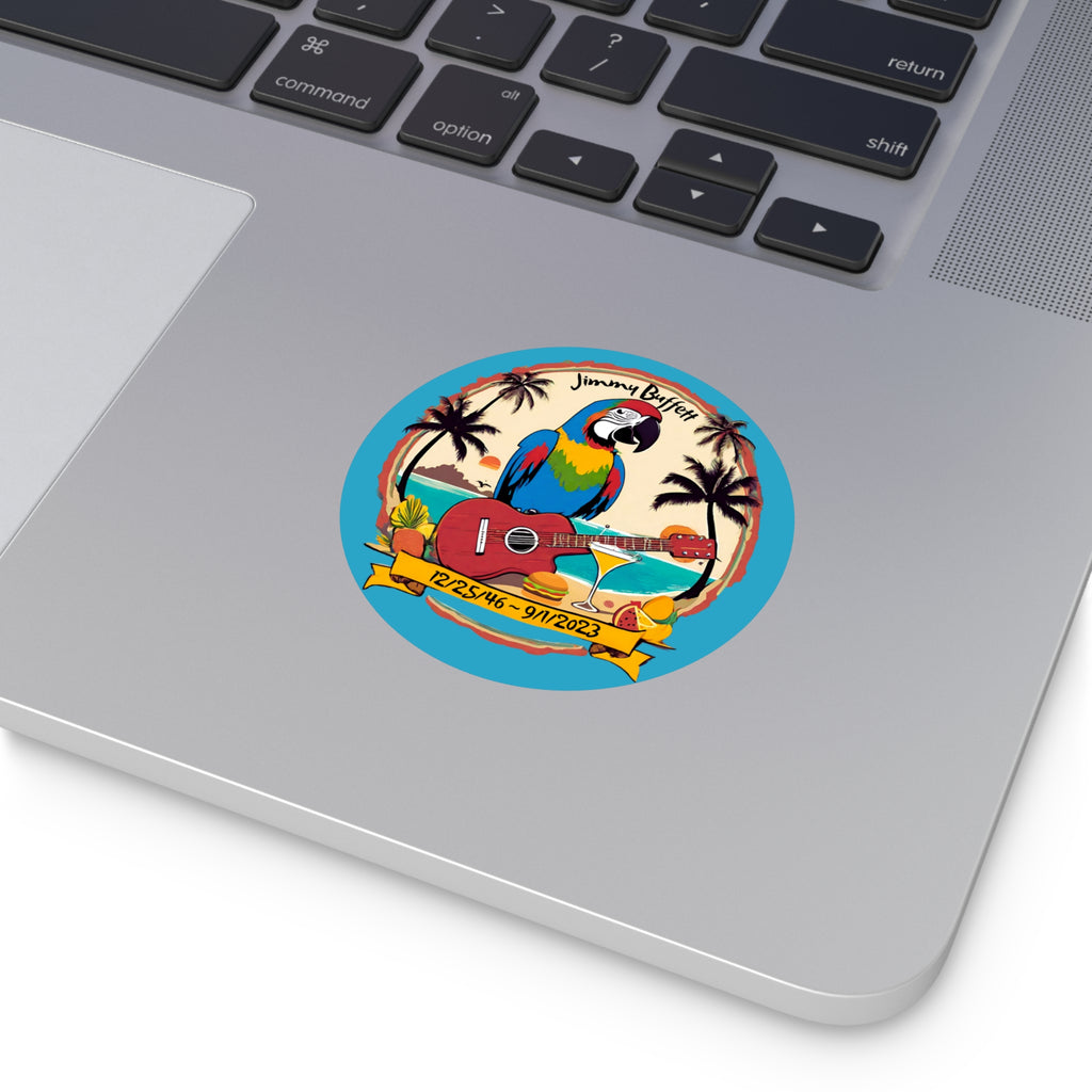 Jimmy Buffett Memorial Round Vinyl Stickers