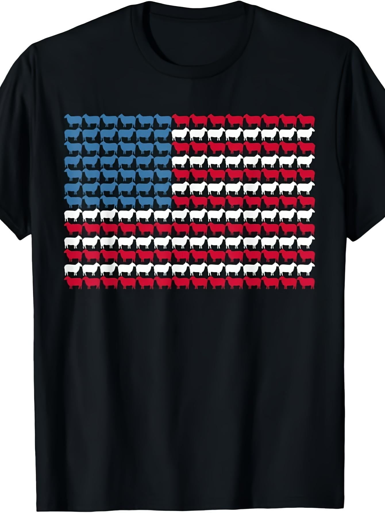 American Flag Sheep T-Shirt, Unisex Sheep 4th of July Tee