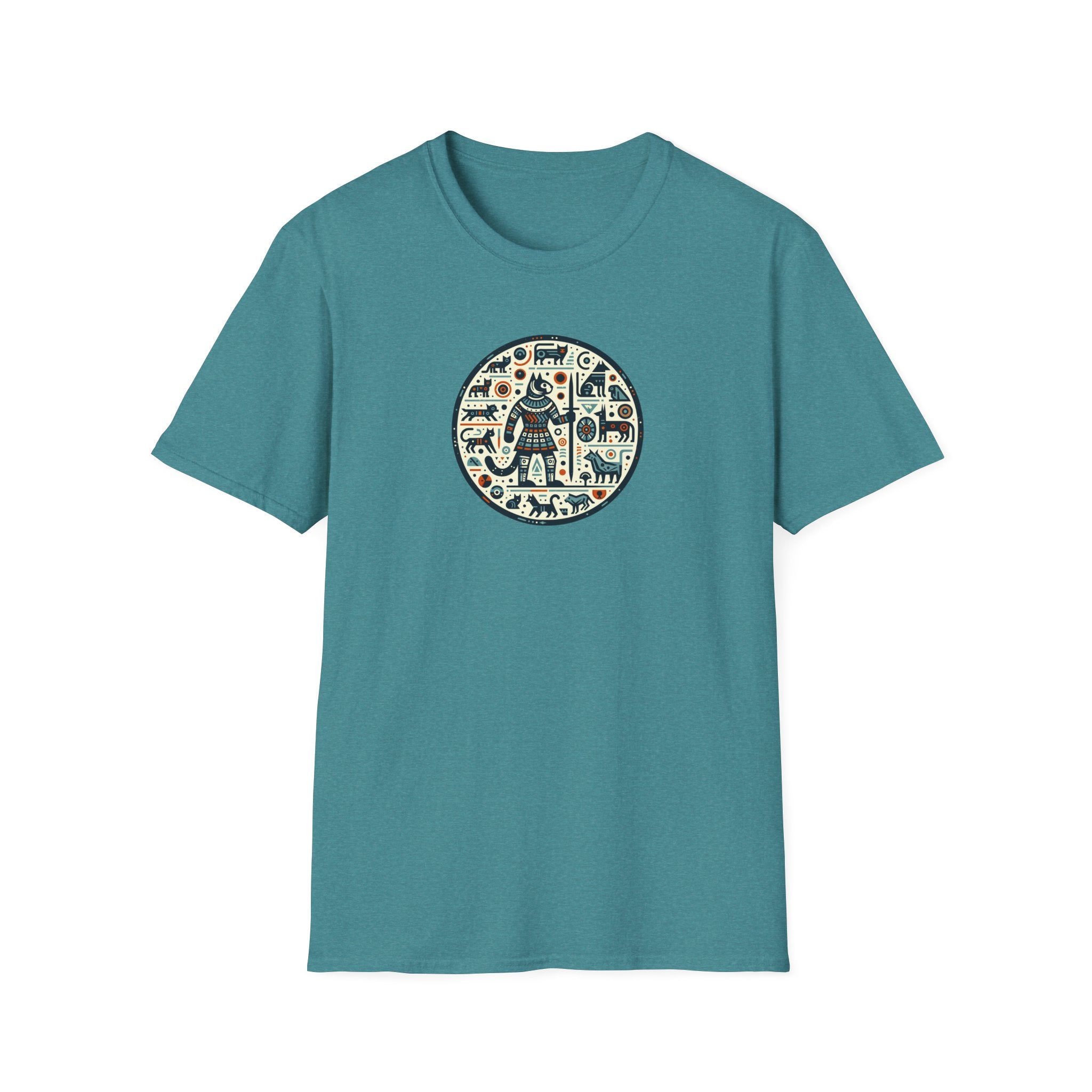 Egyptian Inspired Cat Unisex Softstyle T-Shirt, Casual Wear, Unique Graphic Tee, Gift for Him/Her, Everyday Fashion, Art Lovers Apparel