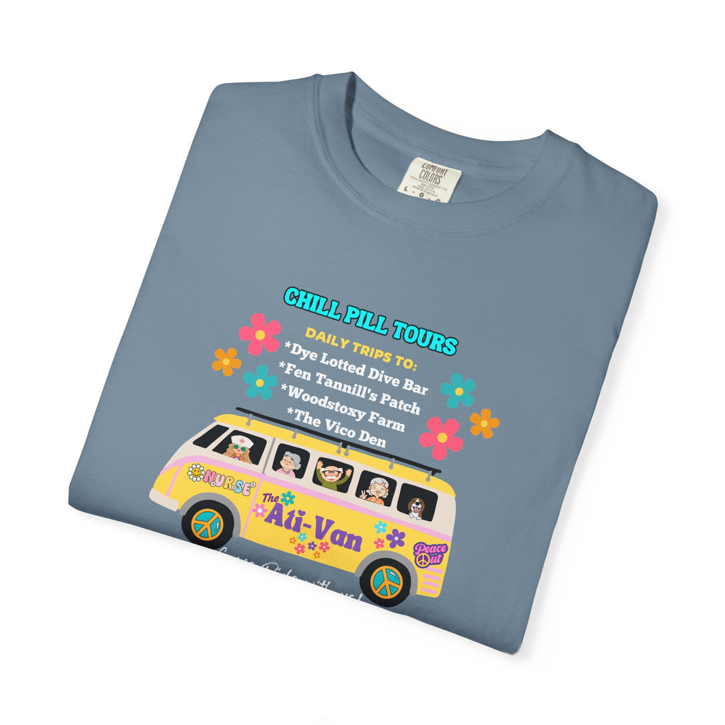 Chill Pill Tours, Funny Nurse T-Shirt, Ati-Van Ride, Unisex Tee, 100% Cotton, Nurse Gift, Soft Nurse T-Shirt