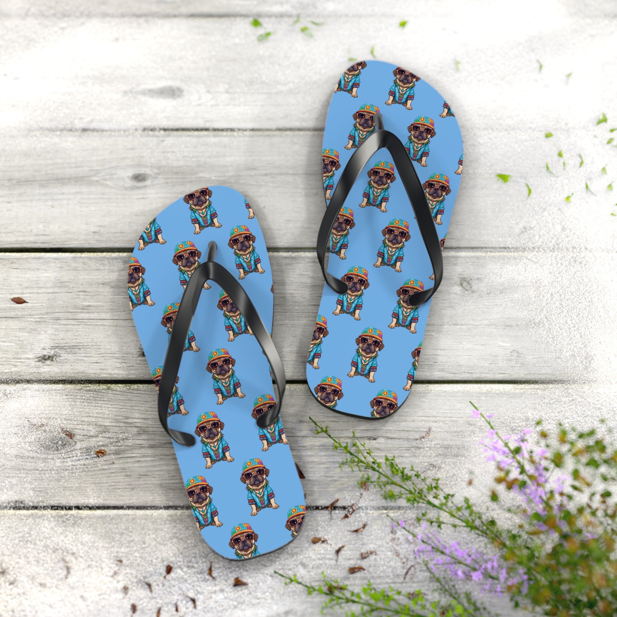 Hippie Pug Flip Flops