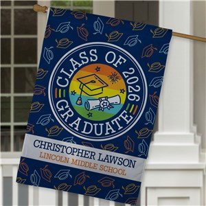 Personalized Colorful Grad Caps House Flag