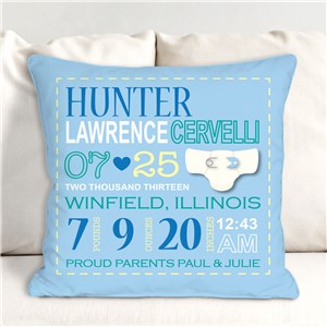 Boy Birth Announcement Throw Pillow