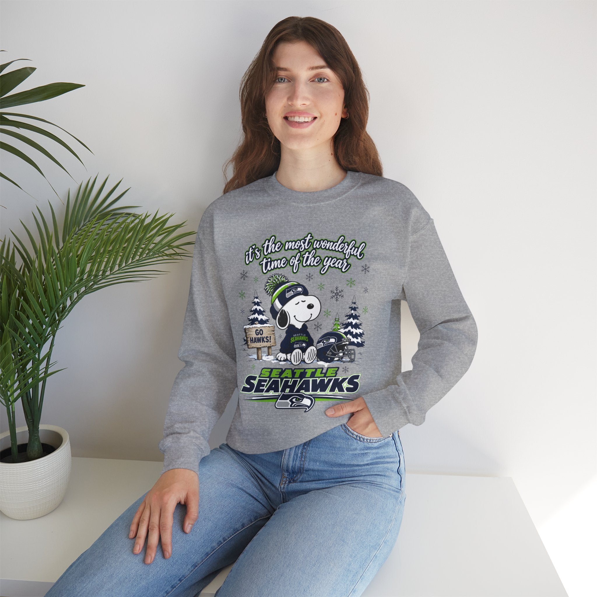 Seattle Seahawks Snowy Snoopy “It’s the Most Wonderful Time of the Year” Sweatshirt