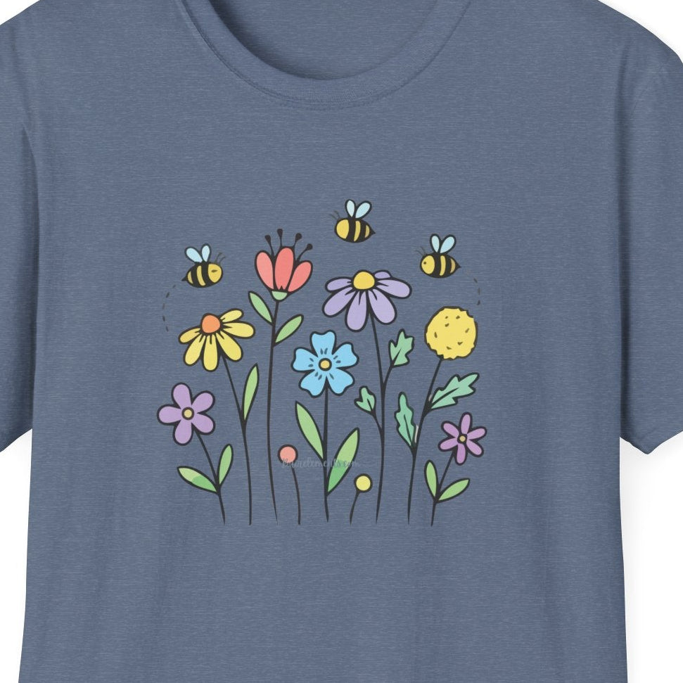 Summer Flowers & Bees Retro Floral T-Shirt
