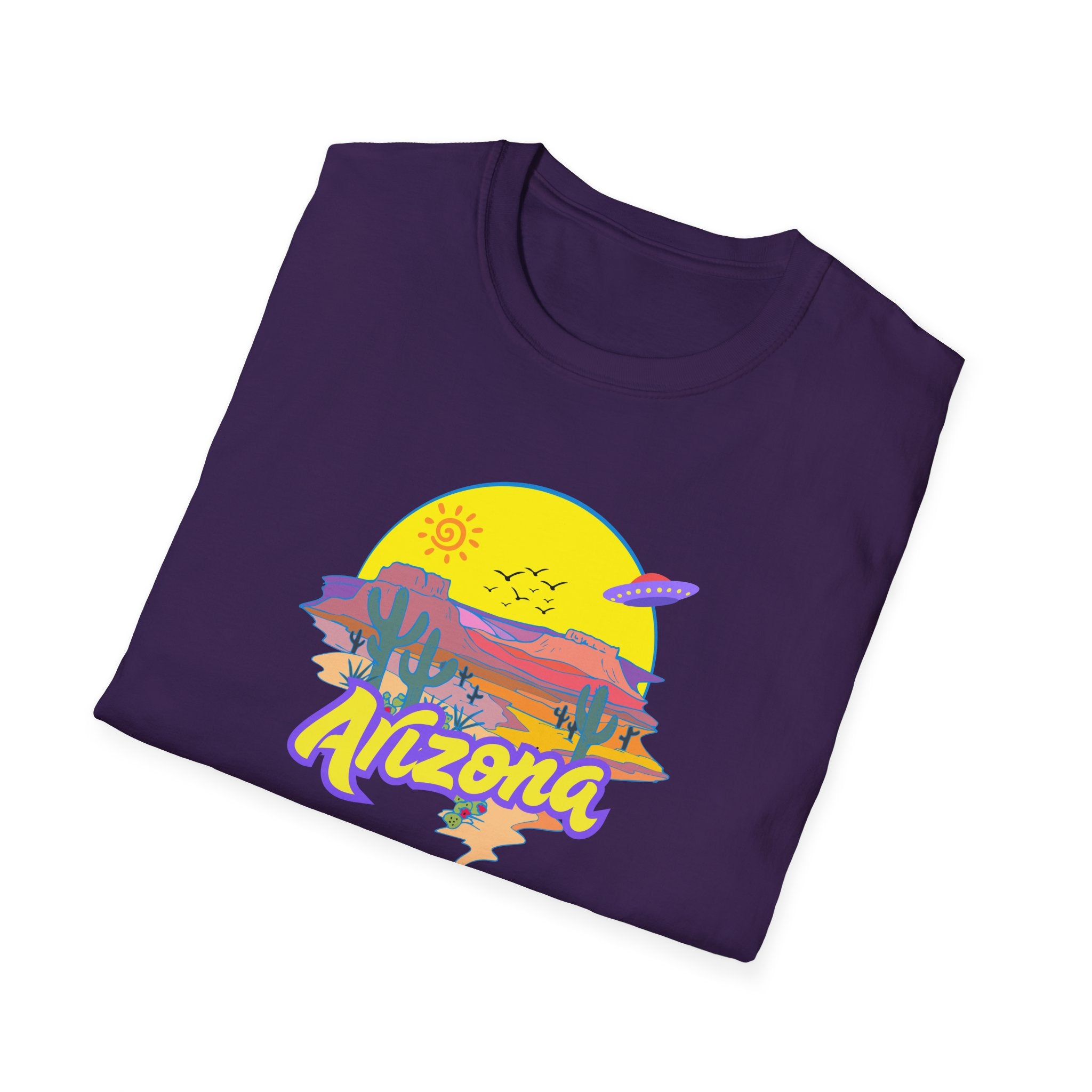 Arizona UFO Sunset Unisex Softstyle T-Shirt, Casual Wear, Travel Gift, Summer Vibes, Nature Lover Gift, Vacation Shirt