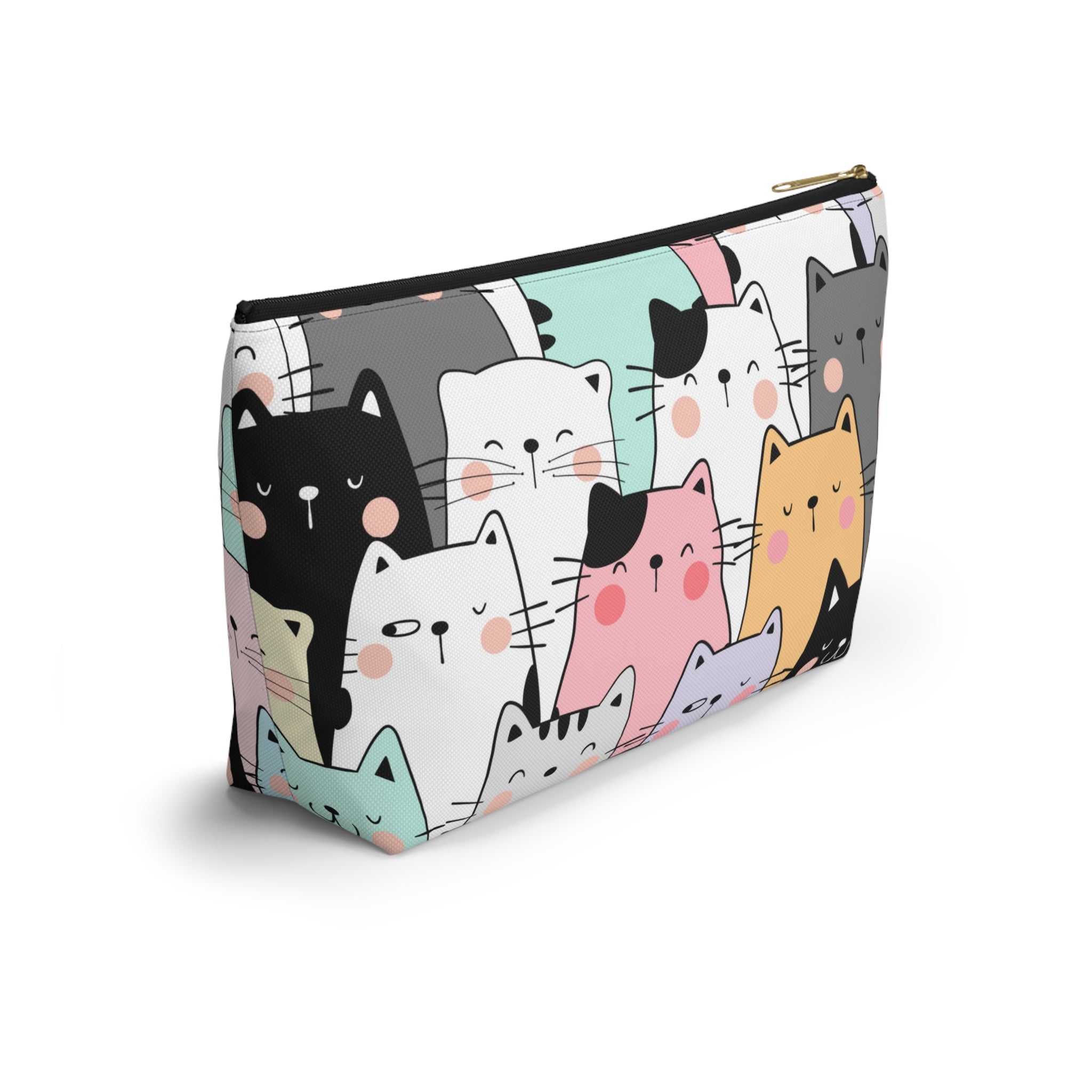 Colorful Cat Print, Travel Accessory Pouch, Make-up Bag