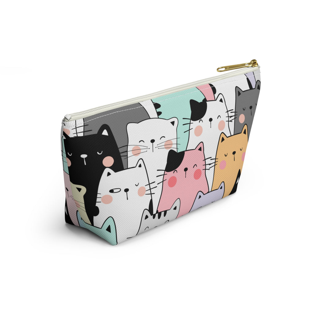 Colorful Cat Print, Travel Accessory Pouch, Make-up Bag