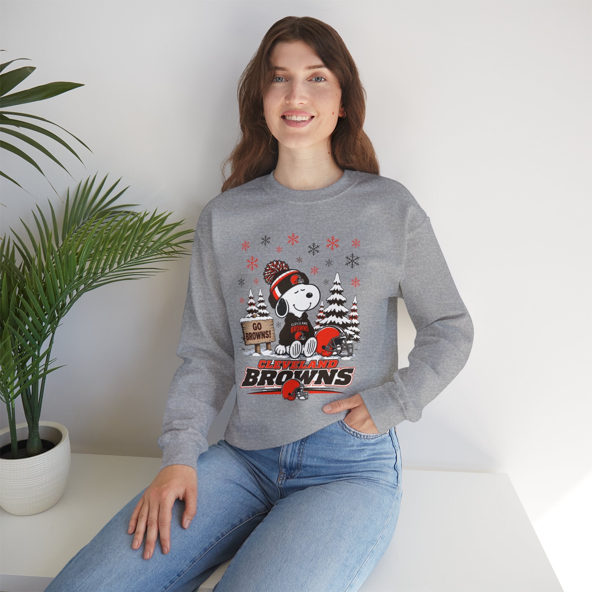 Go Browns!  Snoopy Cleveland Browns Winter Sweatshirt for Men and Women