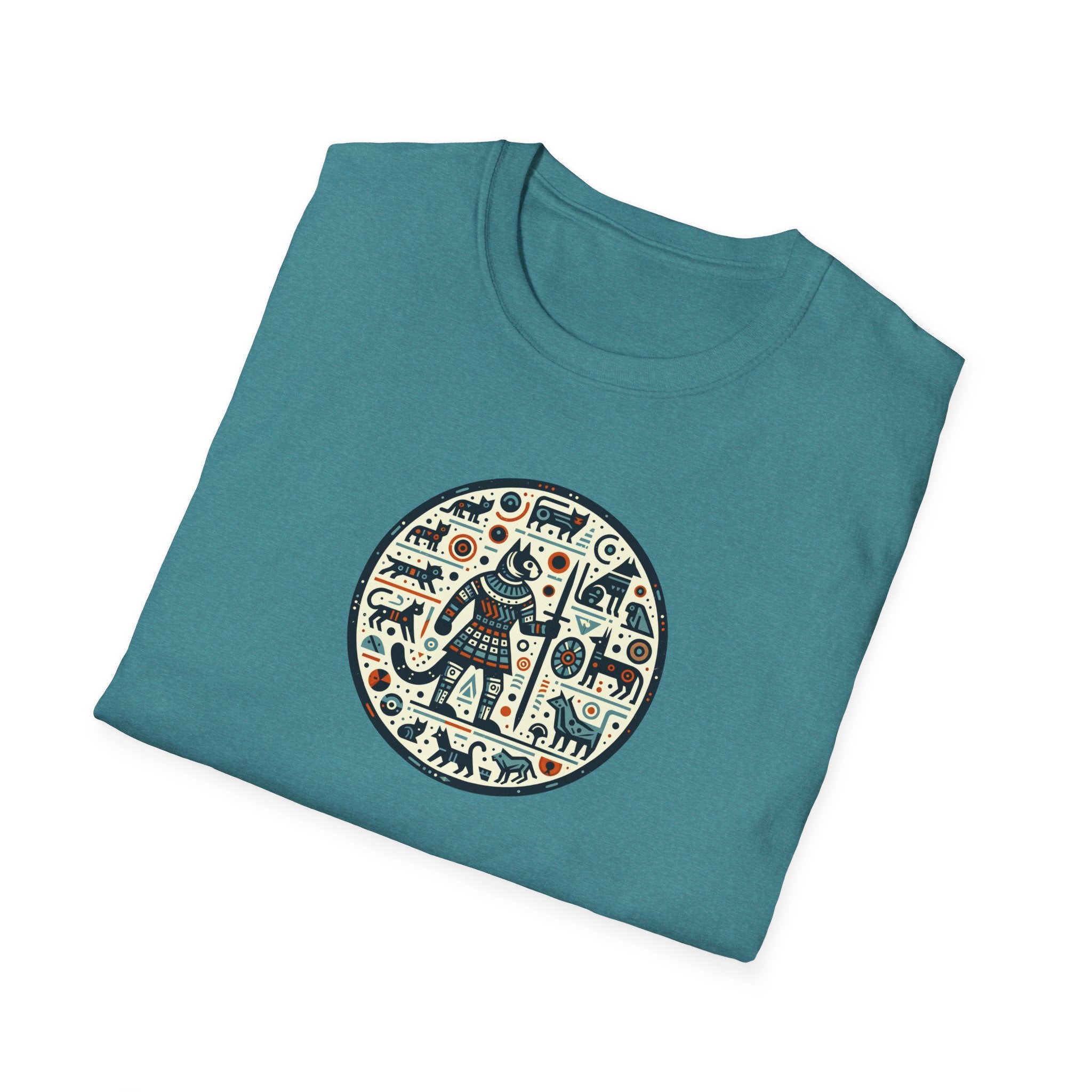 Egyptian Inspired Cat Unisex Softstyle T-Shirt, Casual Wear, Unique Graphic Tee, Gift for Him/Her, Everyday Fashion, Art Lovers Apparel