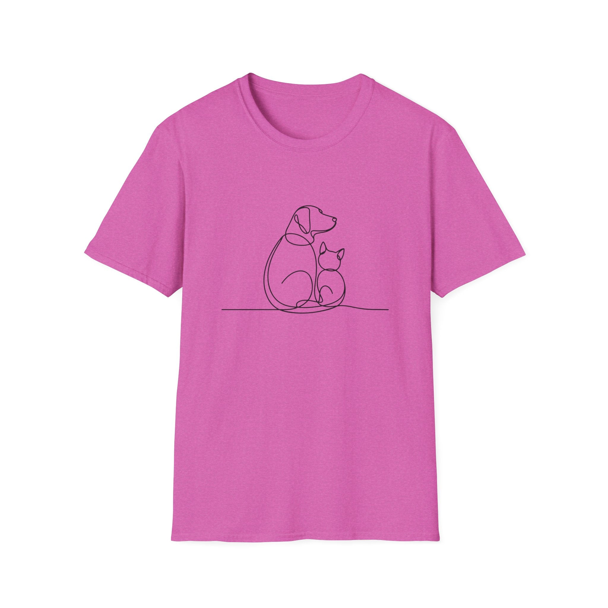 Cat & Dog Line Art T-Shirt — Pet Lover Shirt (Personalize Option)
