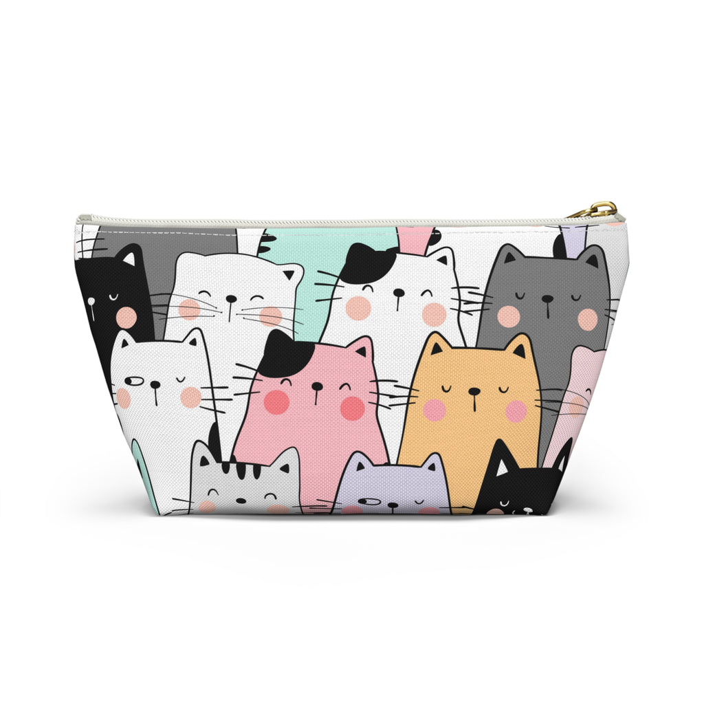 Colorful Cat Print, Travel Accessory Pouch, Make-up Bag