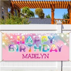 Personalized Colorful Happy Birthday Bubble Letters Banner