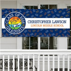 Personalized Colorful Grad Caps Banner