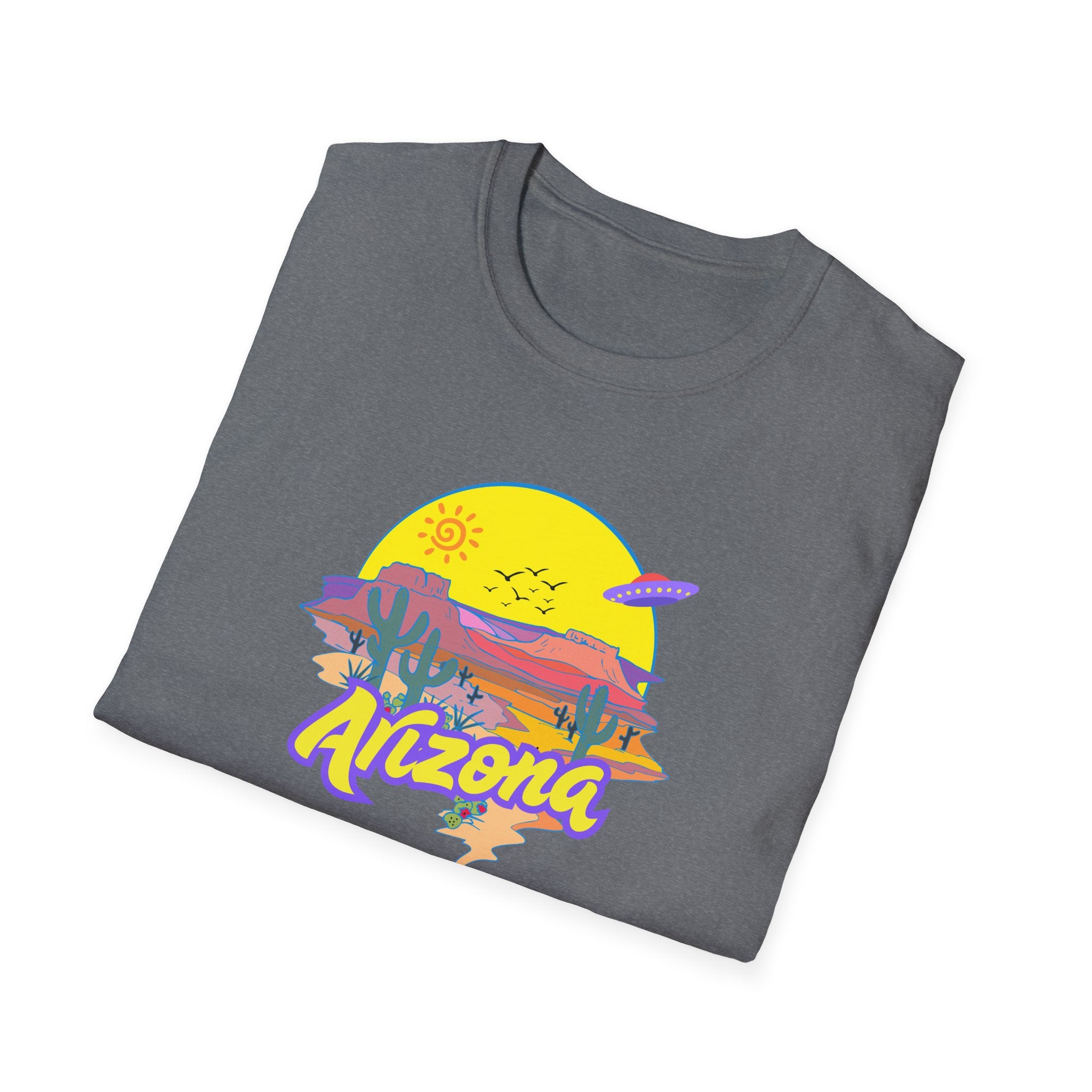 Arizona UFO Sunset Unisex Softstyle T-Shirt, Casual Wear, Travel Gift, Summer Vibes, Nature Lover Gift, Vacation Shirt