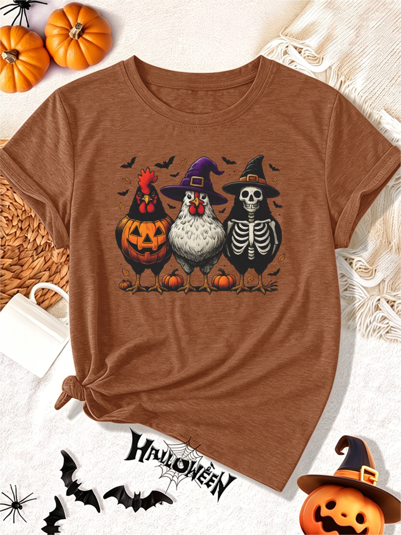 Women's Funny Chicken Halloween Soft Knit Tee