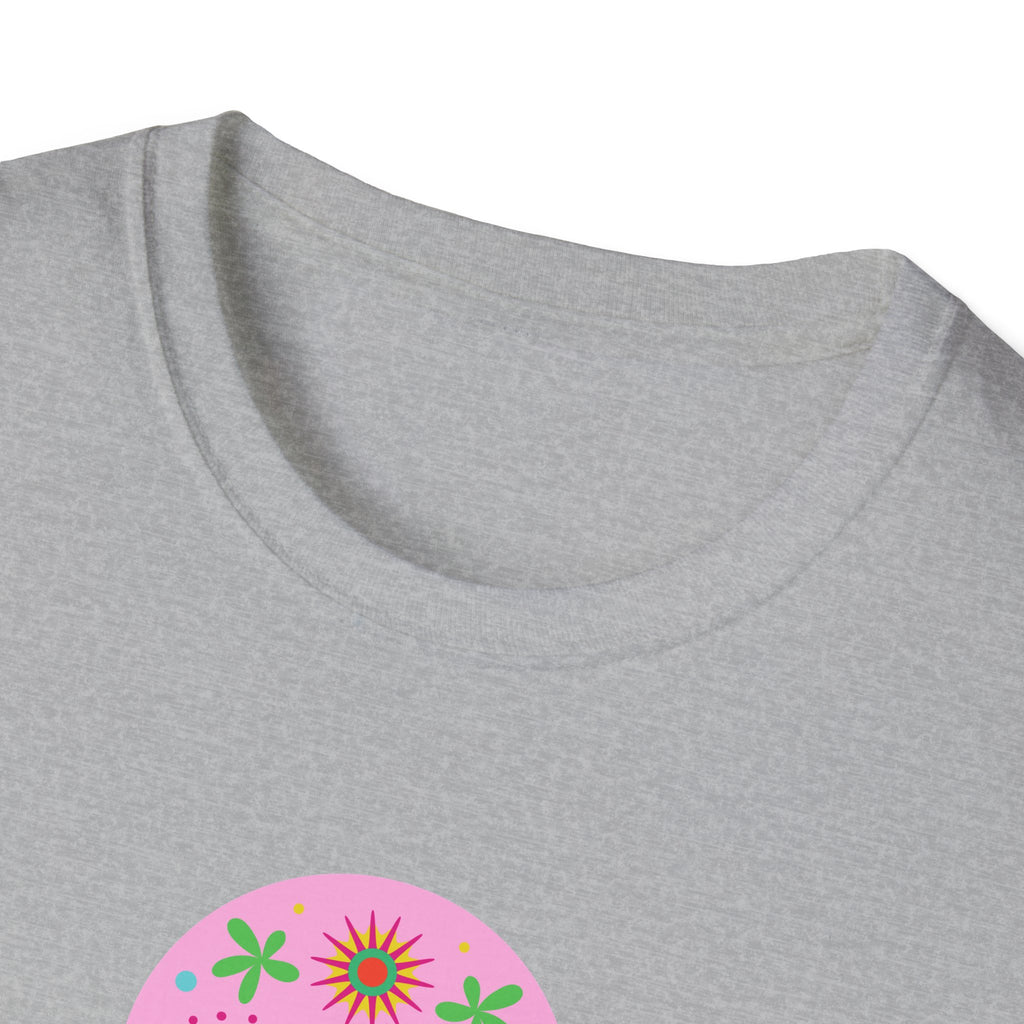 Colorful Skull Graphic T-Shirt, Day of the Dead Shirt, Unisex Softstyle Tee for Celebrations, Gifts for Her & Him