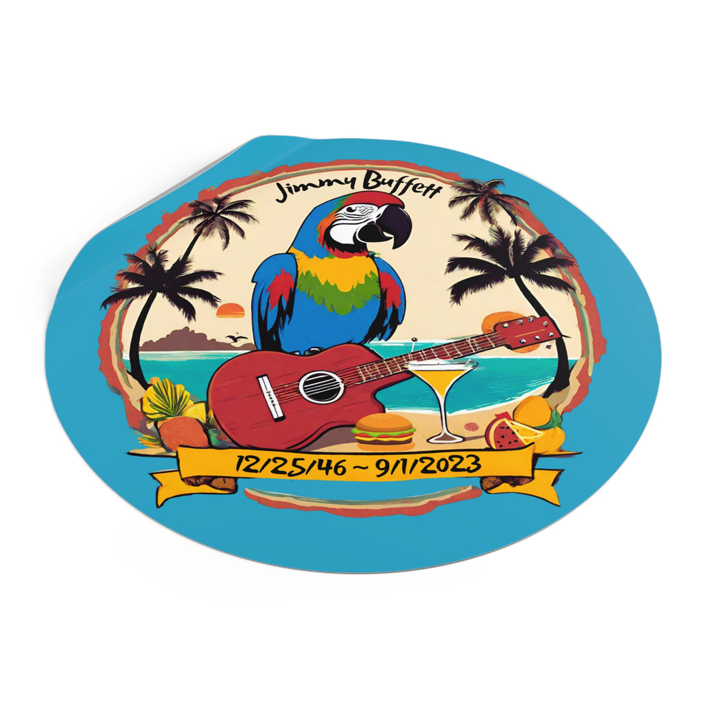 Jimmy Buffett Memorial Round Vinyl Stickers
