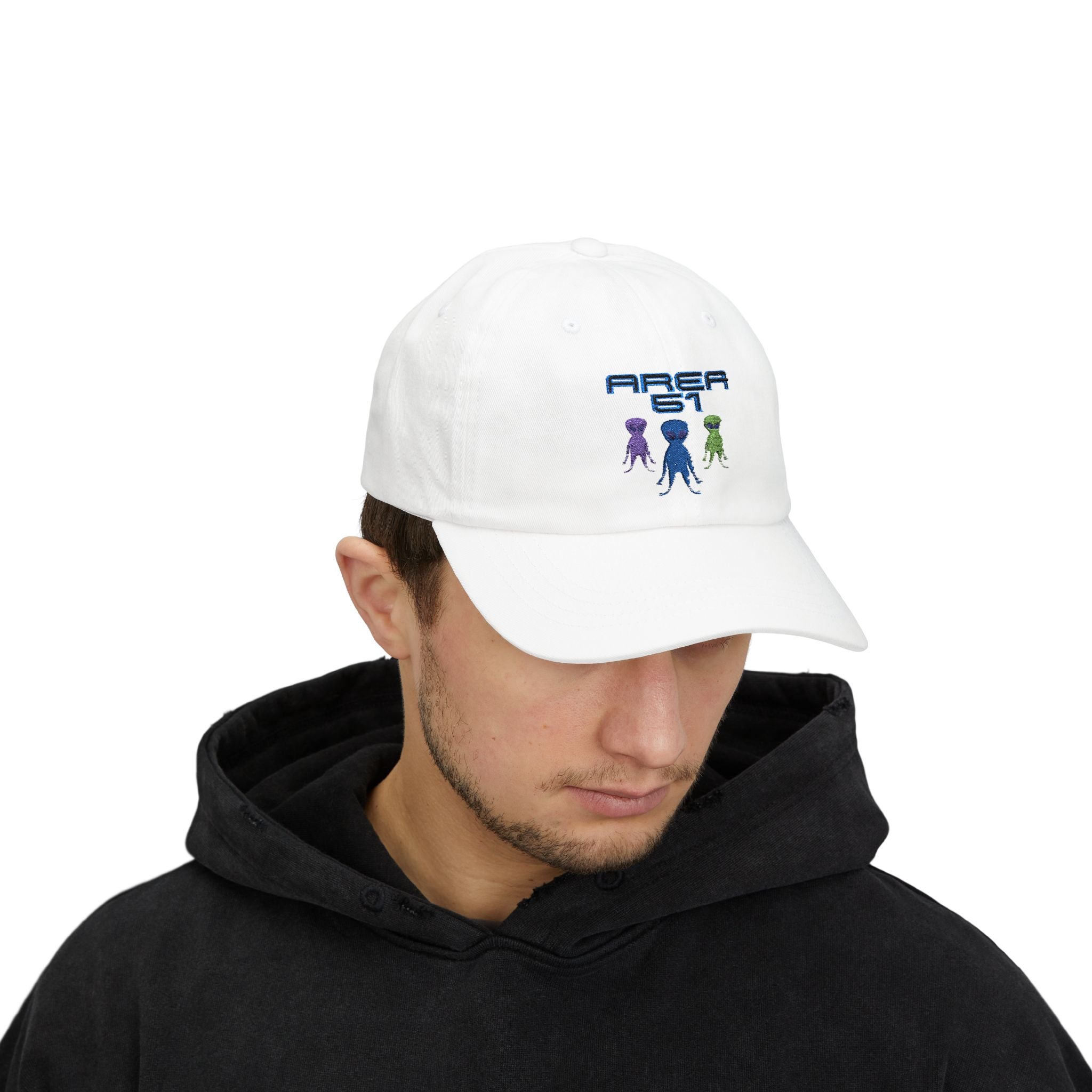 Embroidered Area 51 Hat, UFO Hat, Alien Hat, UFO Hunters, Unisex, White