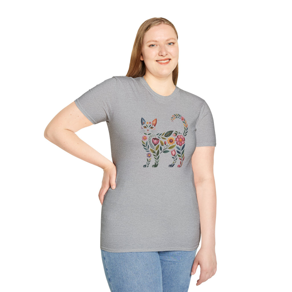 Floral Boho Cat Tee — Cat Lover T-Shirt