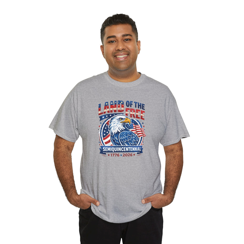 250 Years Land of the Free— Men's Patriotic July 4th Tee