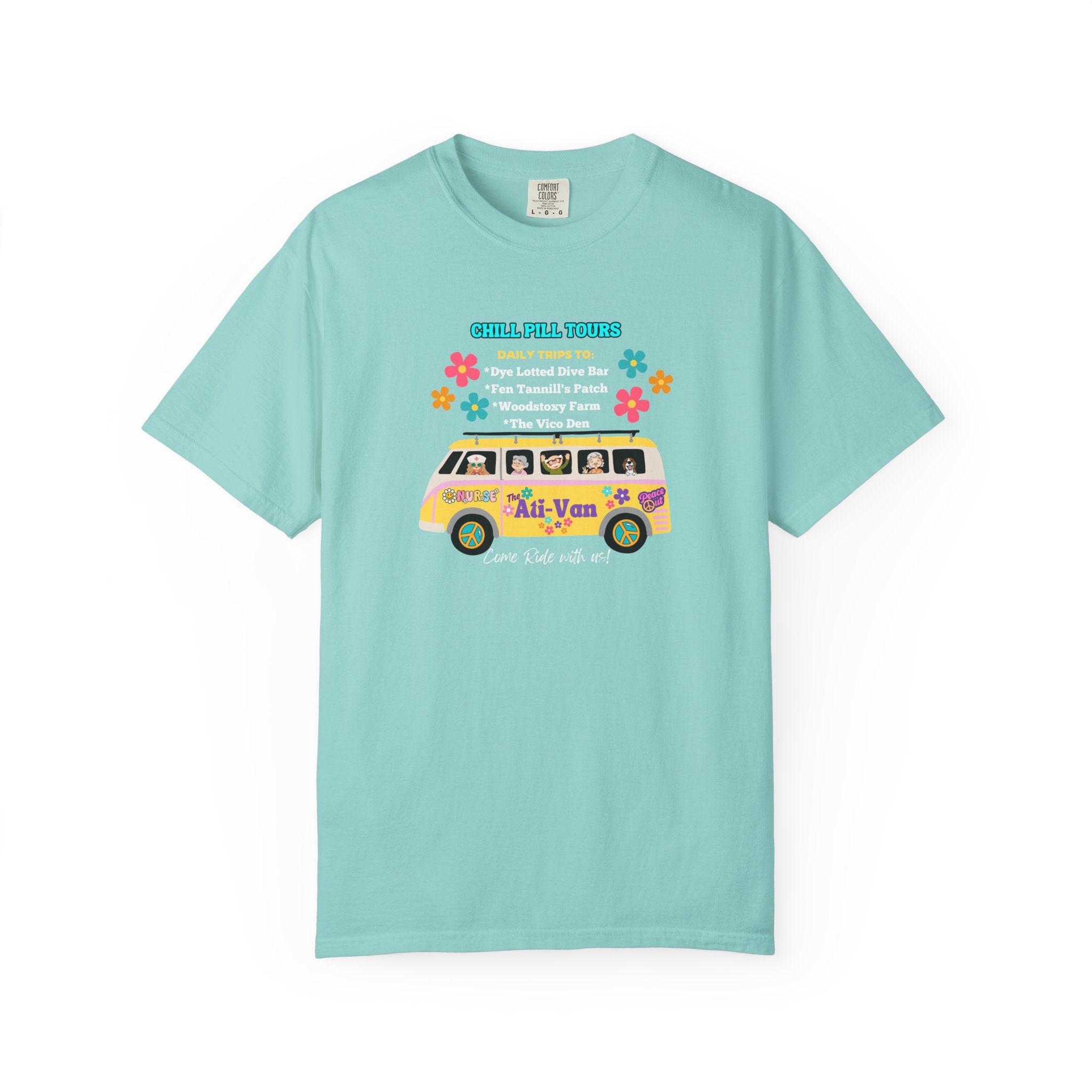 Chill Pill Tours, Funny Nurse T-Shirt, Ati-Van Ride, Unisex Tee, 100% Cotton, Nurse Gift, Soft Nurse T-Shirt