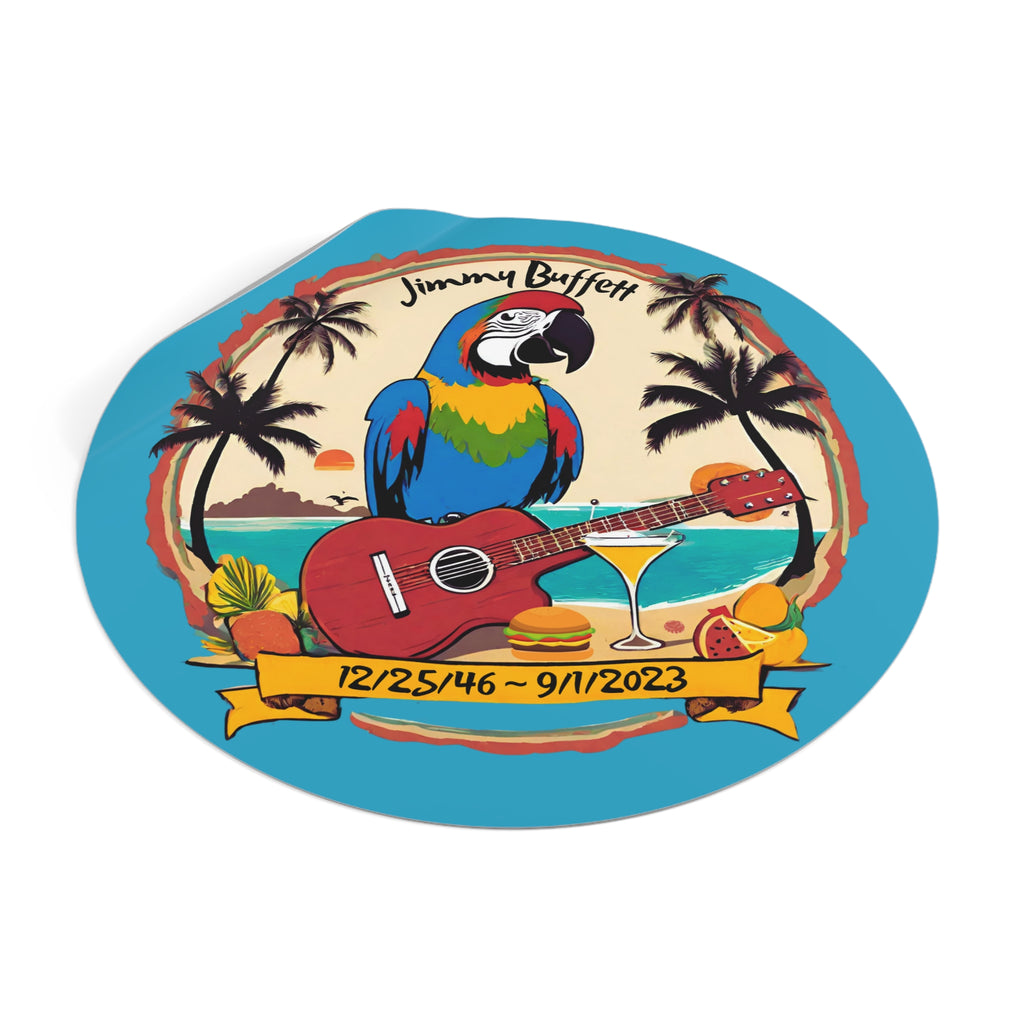 Jimmy Buffett Memorial Round Vinyl Stickers