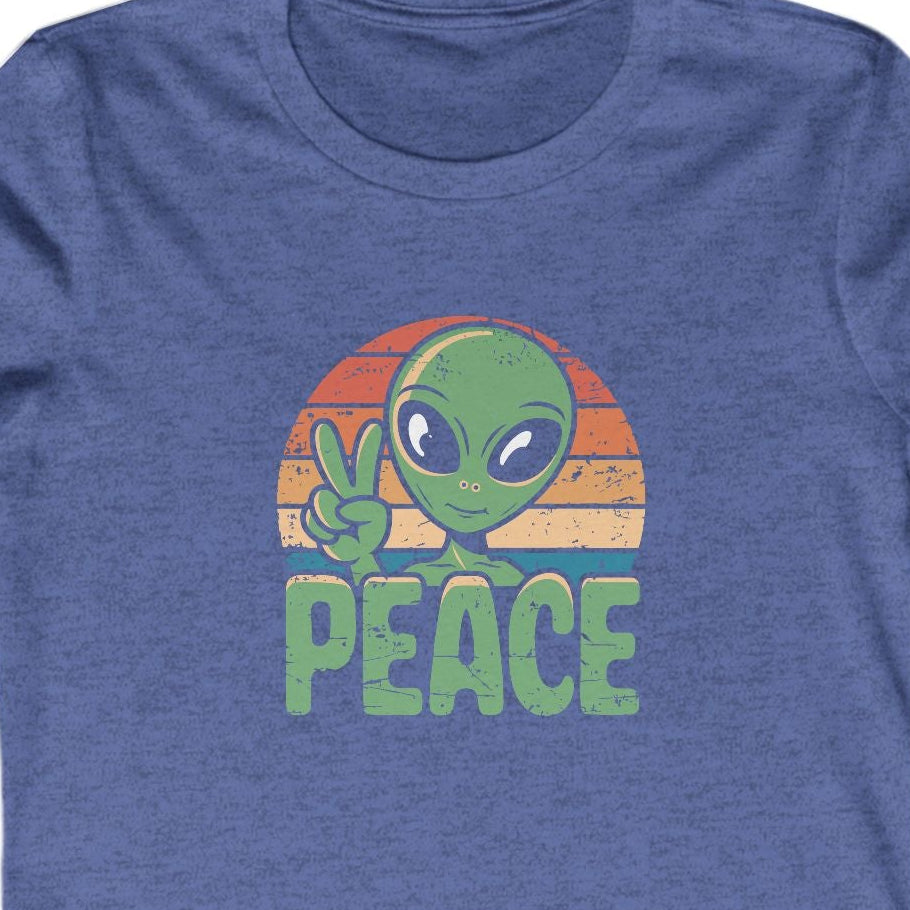Alien Peace Sign, Women's Fitted Tee, UFO Shirt