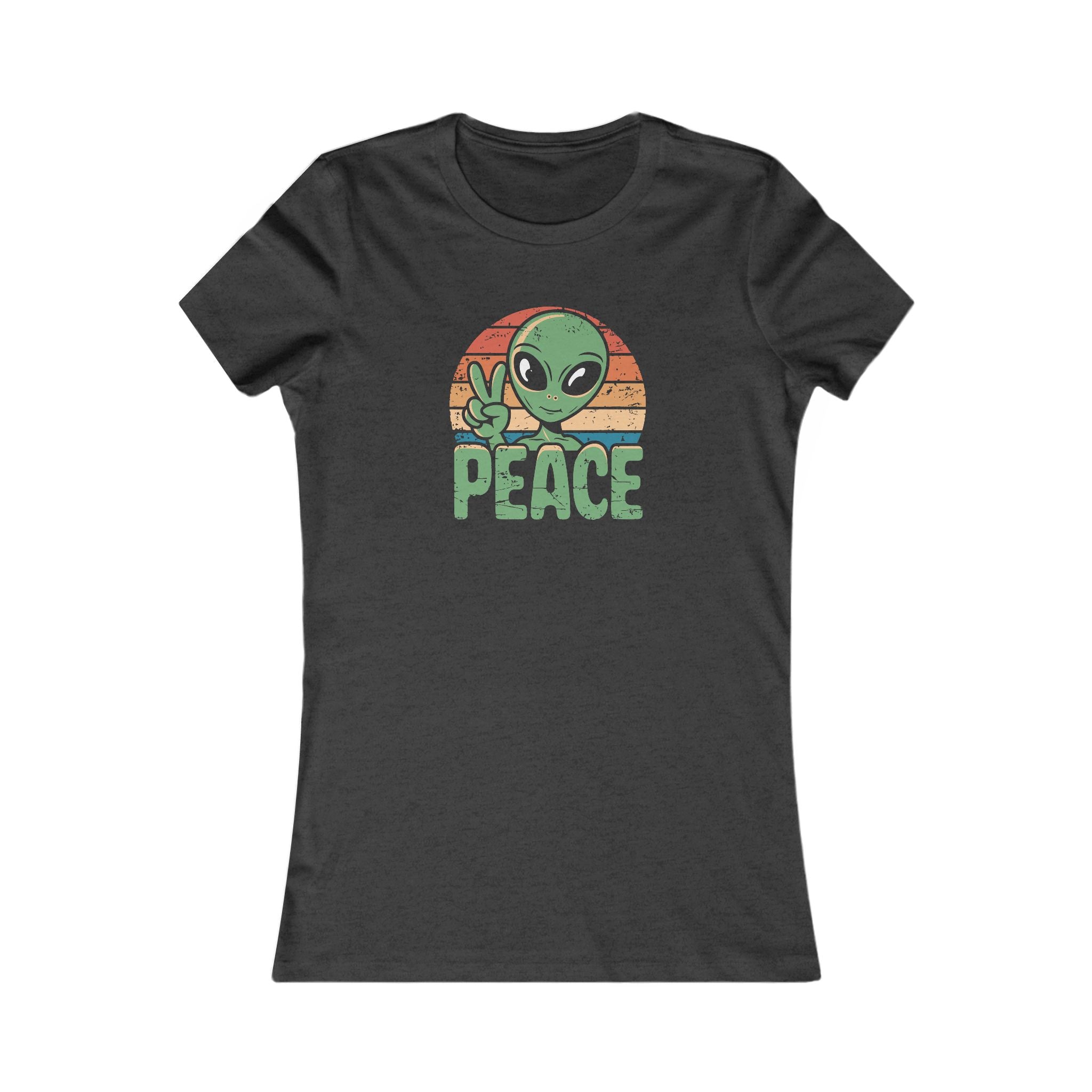 Alien Peace Sign, Women's Fitted Tee, UFO Shirt
