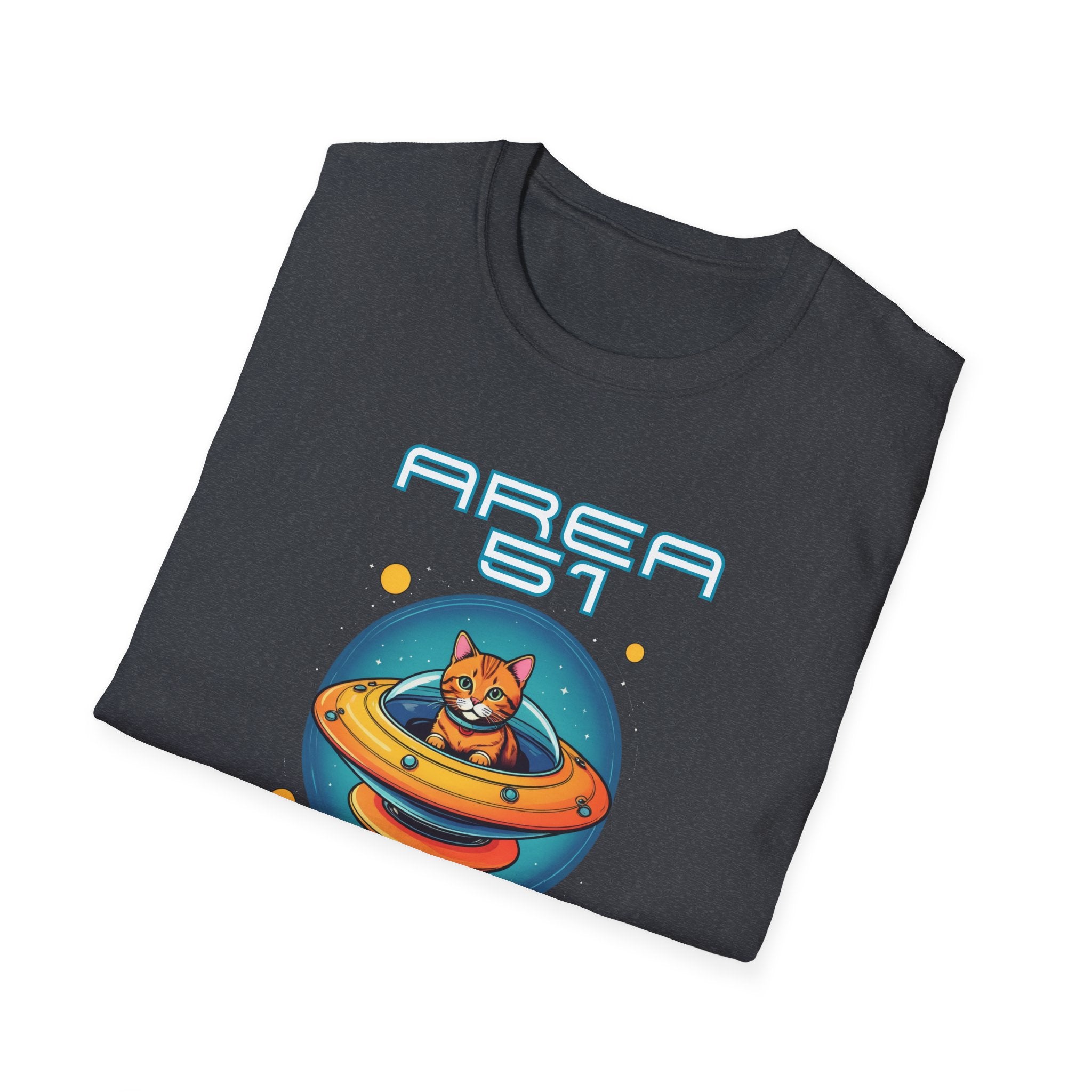Alien Cat Area 51 T-Shirt - Fun Unisex Tee, Perfect Gift for UFO Lovers, Sci-Fi Fans, Cat Enthusiasts, Casual Wear