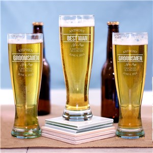 Engraved Groomsmen Pilsner Glass