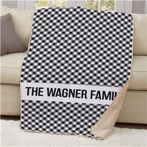 Personalized Diagonal Plaid Sherpa Blanket