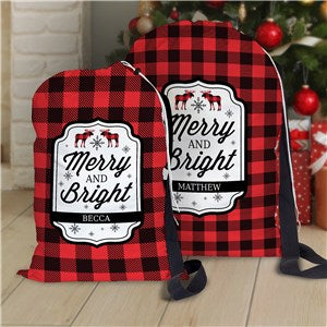 Personalized Buffalo Plaid Moose Gift Bag