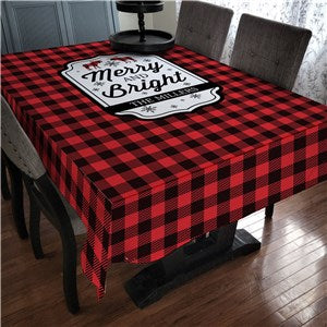 Personalized Buffalo Plaid Moose Linen Table Cloth