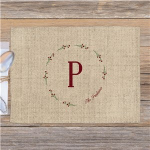 Personalized Delicate floral wreath with Initial Placemat