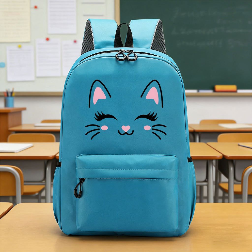 Kids’ Cat Face Pattern Laptop Backpack – Back to School