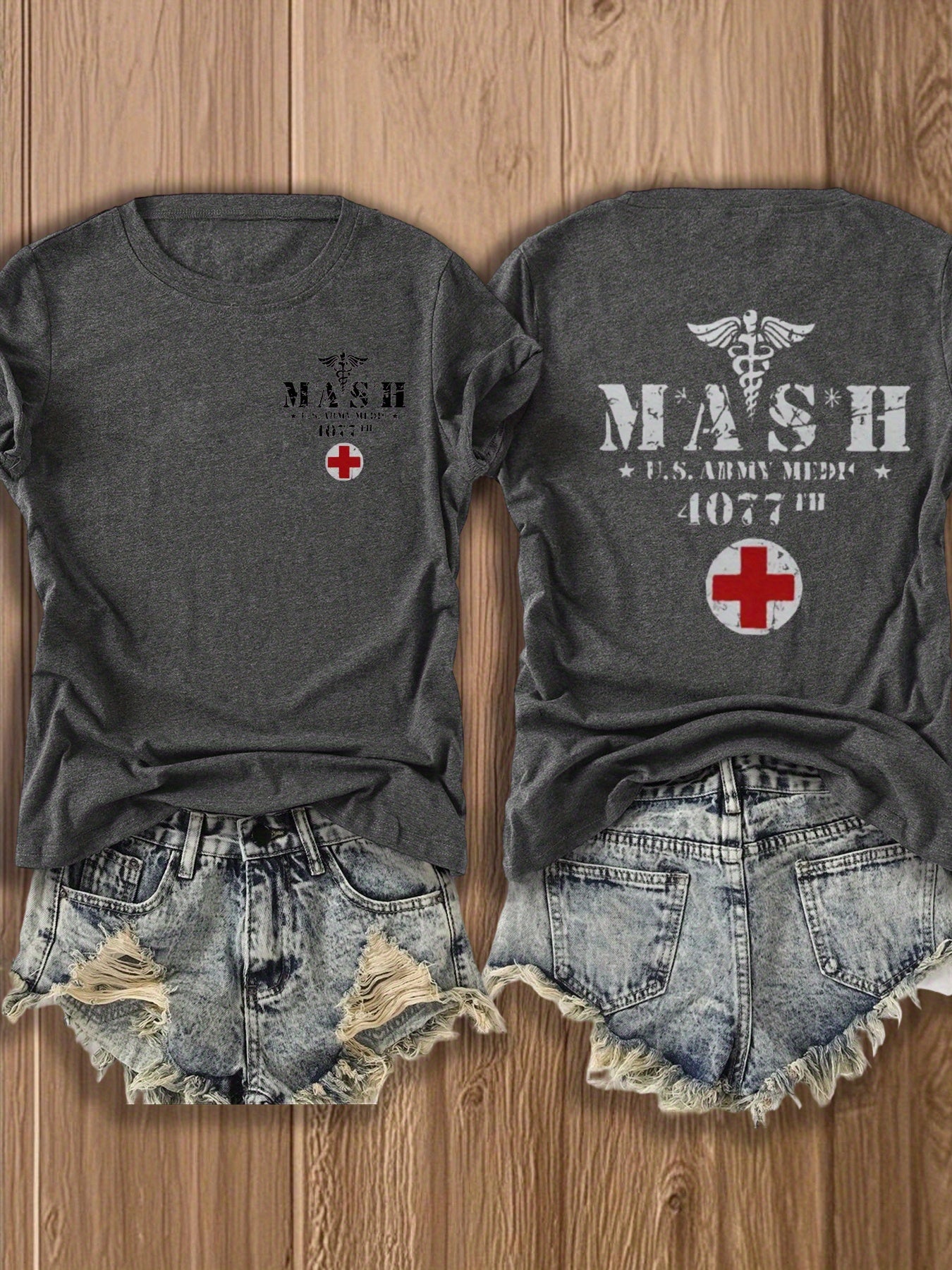 Women's Retro MASH U.S. Army Mobile Hospital Vintage Graphic Tee, MASH Tee for Women