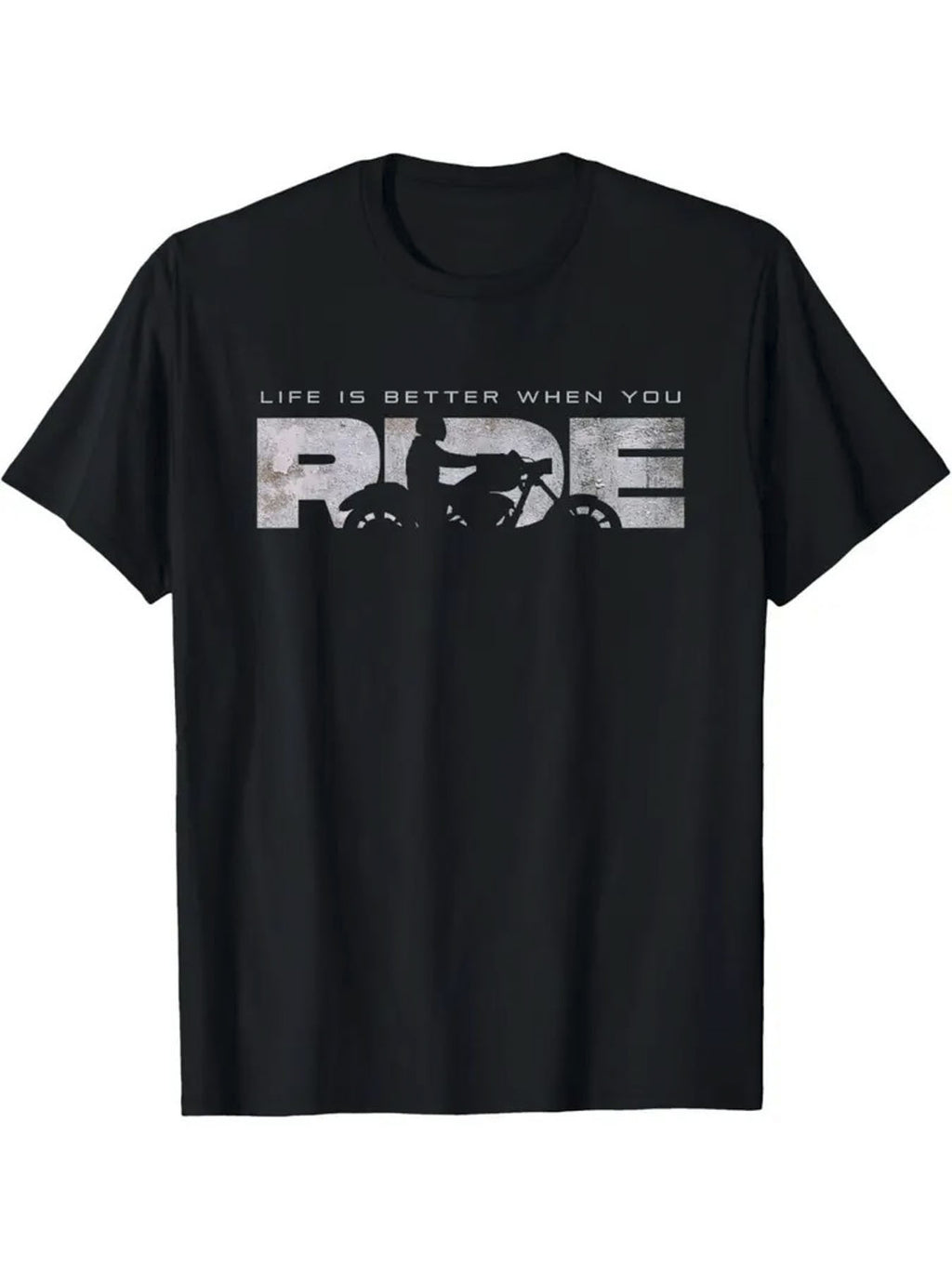 A Seasonal Casual Men'S T-Shirt Featuring a Motorcycle Graphic, with a Round Neck And Short Sleeves, Perfect for Outdoor Activities And As a Holiday Gift