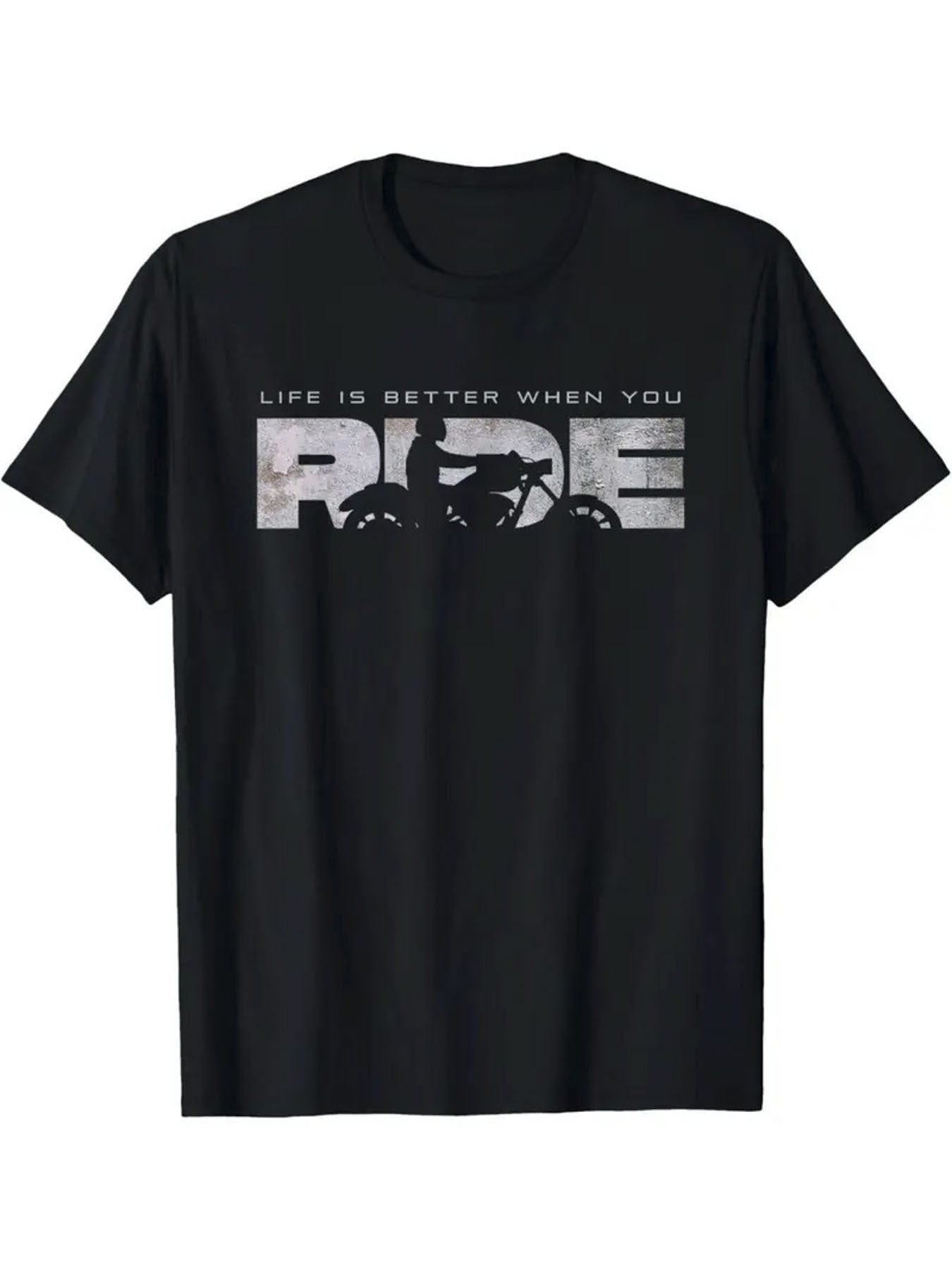 A Seasonal Casual Men'S T-Shirt Featuring a Motorcycle Graphic, with a Round Neck And Short Sleeves, Perfect for Outdoor Activities And As a Holiday Gift